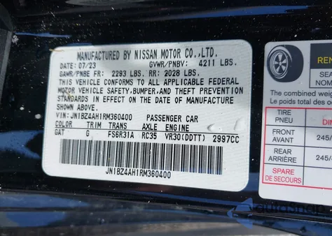 2024 Nissan Z Sport Manual z USA, uszkodzony, nr VIN JN1BZ4AH1RM360400